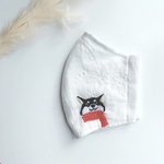 手刺繍レースマスク　マフラー黒柴
