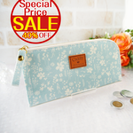 【40%OFF】🔴ナチュラル草花 Light blue　L字ファスナー 長財布
