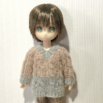 オビツ11 サイズ バイカラーのVネックセーター