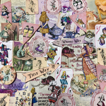 (再販×8)アリスの紙ものセット(pink×purple)＊コラージュ素材＊ジャンクジャーナル