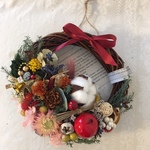 少し大きめクリスマスリース（英字新聞を添えて）