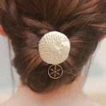 再販　モコモコニット ホワイト  ブラウン　クリスマス ポニーフック ヘアアクセサリー 冬  ヘアカフ