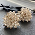 つぶつぶパール　ビーズ刺繍ピアス