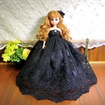 ブライス　リカちゃん  プーリップ  刺繍ドレス   ブラック  アウトフィット ドール服