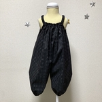 【再再販】シンプルプレイウェア　砂場着　サロペット 80~90 ドットBK