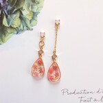 【再販】桜雫のアシンメトリーピアス/イヤリング