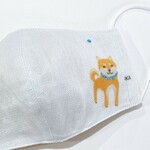 マスク　女性用　接触冷感　柴犬　芝犬　しばいぬ　水色