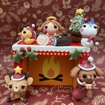 受注制作 こねこね ☆　樹脂粘土　ミニチュア　クリスマス　暖炉　トイプードル　粘土細工　クリスマスツリー　ディスプレイ　シルバニア　飾り