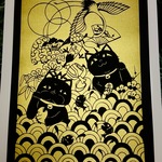 （（ u 様用））切り絵　ペア招き猫（黒色）