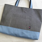 ヒッコリー＆帆布・ライトブルー☆レッスンバッグ【お名前タグ付き】