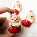 【12月限定販売クリスマス作品】クリスマスソックス サンタわんのブローチ