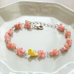 インコ＆インカローズブレスレット・セキセイインコ・ルチノー・7月の誕生石