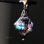 月と天の川　オルゴナイト　8面体　フローライト　ルナフラッシュ ネックレス　宇宙レジン