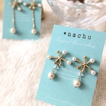 雪と揺れるコットンパールの2wayピアス＊ショート