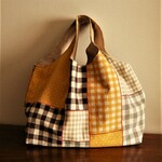 肩からずりi落ちない！　ポジャギ風ラウンドエコバッグ（裏地付き）