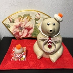 [再販] しろくま貯金箱  お正月しめ縄ネックレス＆敷物