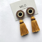 まんまるビーズ刺繍とタッセルのピアス/イヤリング