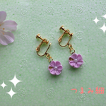 【薄ピンク】つまみ細工のイヤリング