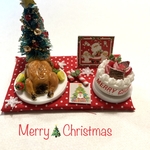 hand  made ミニチュア ドールハウス       クリスマスパーティーセット