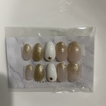 ゴールドラメ×ベージュネイルチップ