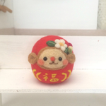 【S様オーダー品】《紅》福招き☆さるダルマ