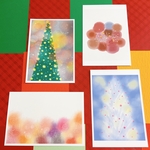 【4枚セット】ポストカード   Xmas  かわいい　ツリー　キレイ　おしゃれ　お花　アート　デザイン　カラー　文房具　カード