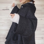 a.myu 世界で一つの上質ななめらかwoolポンチョ　黒グレー