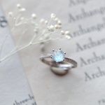 prong bezel ring/レインボームーンストーン