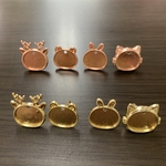 [ワケありお値引] どうぶつミール皿ピン ゴールド＆ピンクゴールド ４種類×２匹×2色 16set