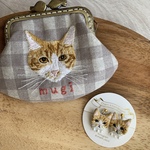 専用ページ＊うちの子刺繍のがま口ポーチ／うちの子刺繍のイヤリング(猫とパール)