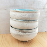 粉引と水色のうどん鉢３点セット takao420様