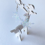 手刺繍の雪の結晶ピアス(青系グラデ)