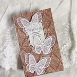 ＊再入荷＊1枚 綺麗 蝶 オーガンジー刺繍 レースモチーフ アップリケ 白  TLM201201-M ハンドメイド