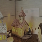【flat624さん専用】おうちクリスマスとんがり屋根の木製チャーチとハウスのセット『テラコッタ風屋根』