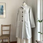 アイスグレーのヘリンボーンコート＊ウールコットンリネン＊暮らしの店sacchi＊
