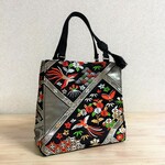 ◆お値下げ中◆帯から作った四角いバッグ／色鮮やか鳳凰と檜垣文／ハンドバッグ／ミニバッグ／プチバッグ／帯リメイク／105
