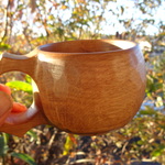★　アウトレット★　ドングリの木　楢のコーヒーカップ　一木彫り