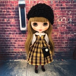 タータンチェックのワンピースセット（黄✖️黒系）