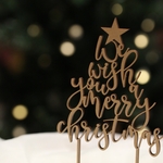 クリスマス❅*. 木製 ツリー型ケーキトッパー ✭We wish a merry christmas