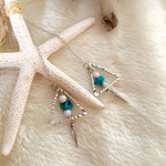 三角×ターコイズのカジュアルアメリカンピアス