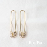 2pcs フープピアス ビジューデザイン ゴールド