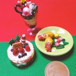 ミニチュアフード  クリスマスケーキ　ツリー　フライドチキン　パフェセット