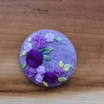 刺繍 紫の花（ヘアゴム/ブローチ）