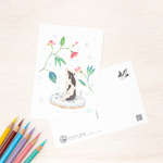 5枚セット。絵本のような。ポストカード "雪草花と子牛" PC-638
