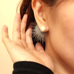 プチプラ♡ミンクファーとコットンパールのピアス（グレー）