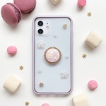 くすみカラーのスマホリング付きケース グレープ iPhone12 携帯カバー 携帯ケース アイフォン ドライフラワー スマホリング バンカーリング スマホスタンド