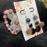 あきち様専用★レトロピンクロードナイトブレスレット＆ブラックアクアマリン黒猫ピアス