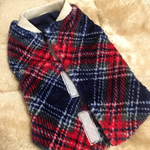 背中開き犬服・クリスマスカラーチェック 後ろ開き バックオープン
