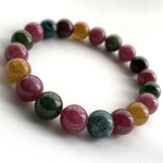 ブラジル産☆高品質ミックストルマリンのブレスレット☆9.6-10.0mm玉