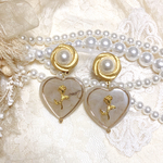 一点のみ♡ロマンティックマーブルハートイヤリング/ピアス